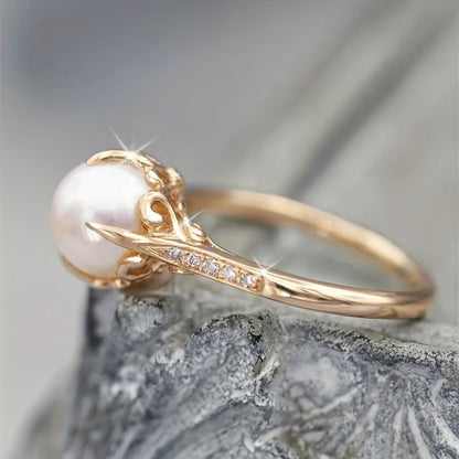 Bague délicate à perles et cristaux