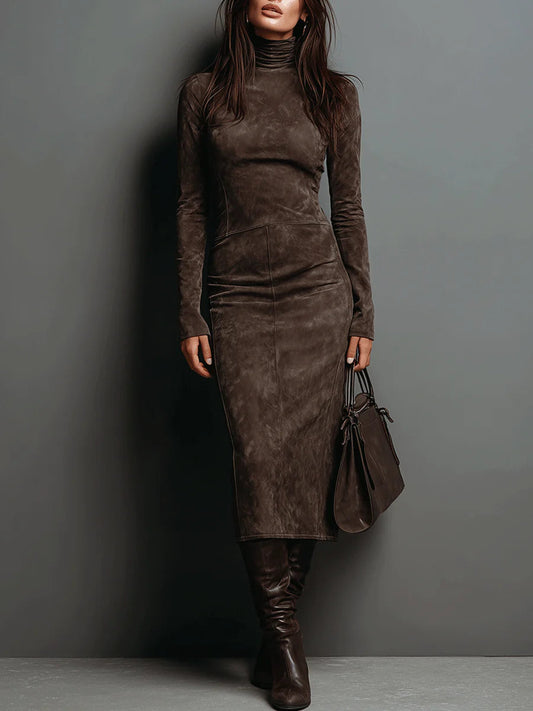 Lorena | Robe mi-longue à col montant