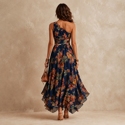 Céleste | Robe longue florale à une épaule