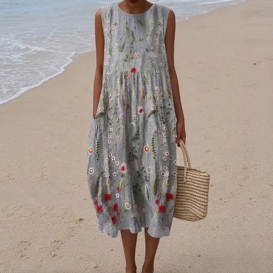 Cara™ | Robe midi fleurs des champs