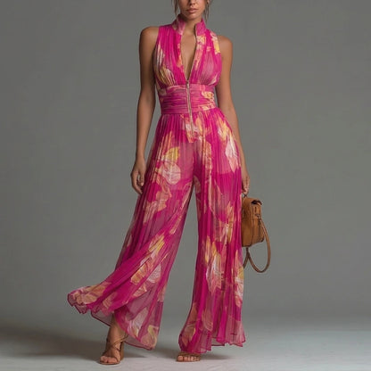 Zsófia | Combinaison plissée en mousseline rose fuchsia