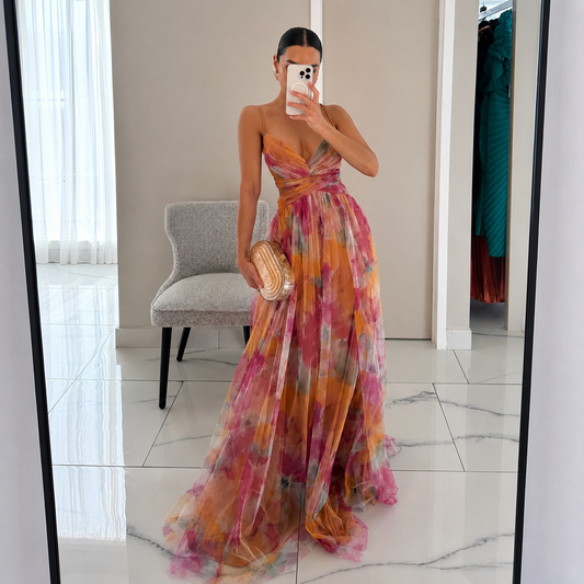 Giselle | Ravissante robe longue à imprimé floral