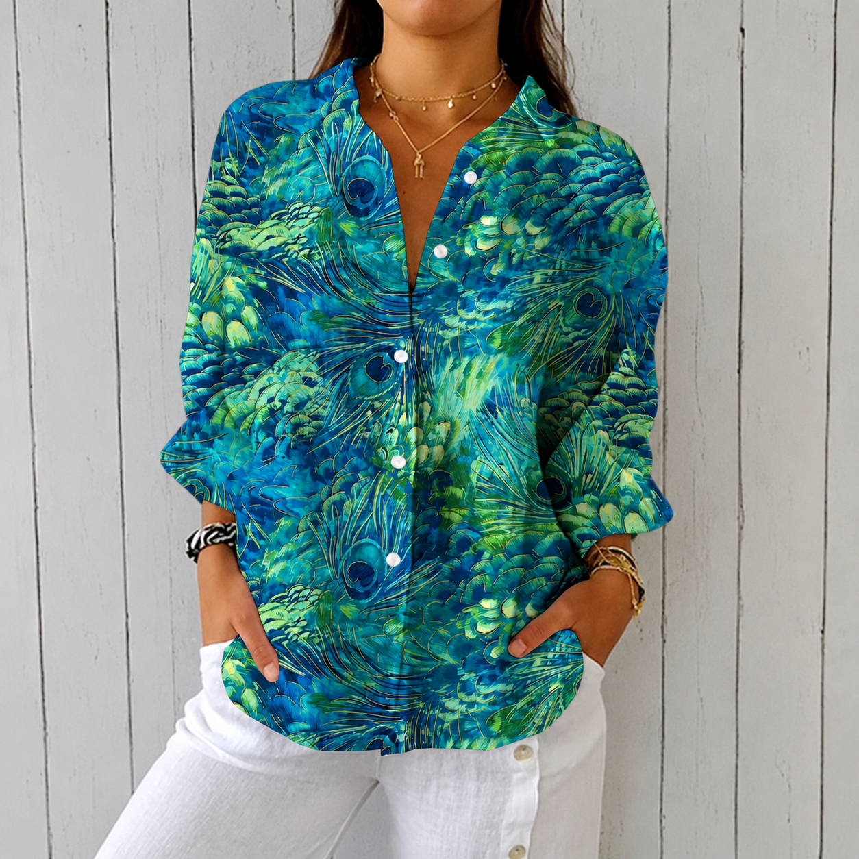 Patricia | Blouse imprimé nature bleu