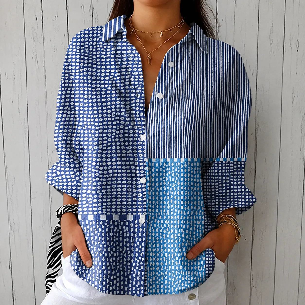 Pamela | Blouse patchwork bord de mer