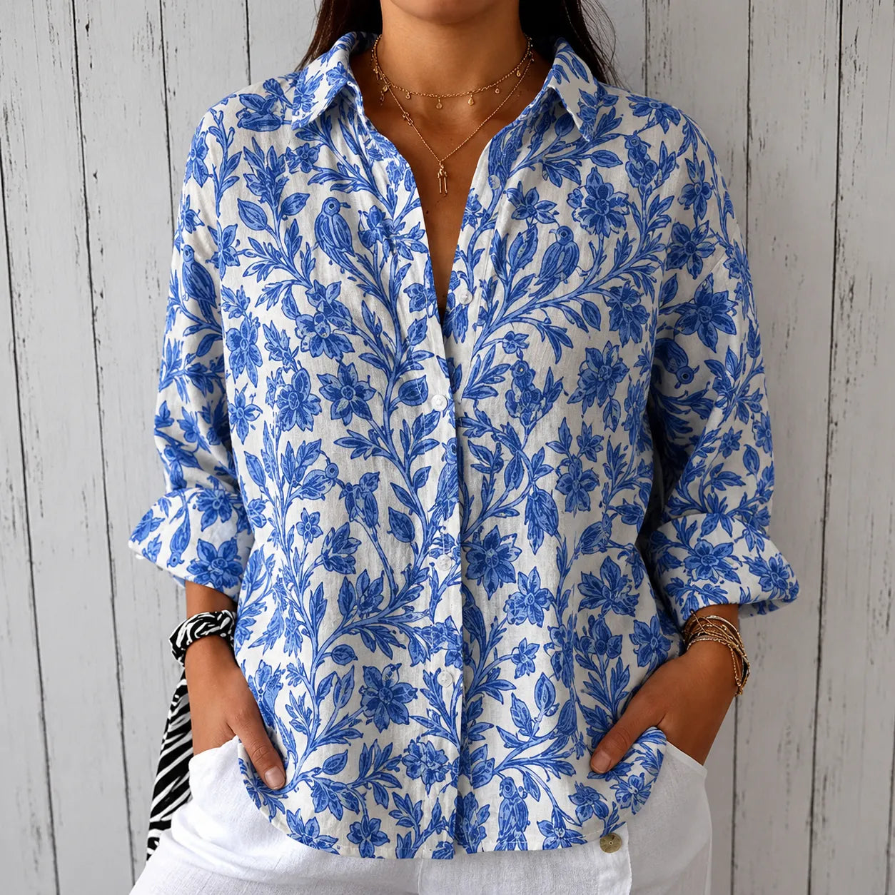 Vivienne | Blouse fleurie bleue
