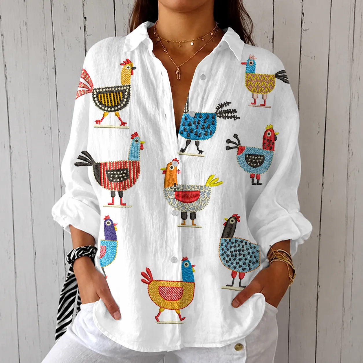 Helen | Blouse imprimé poules
