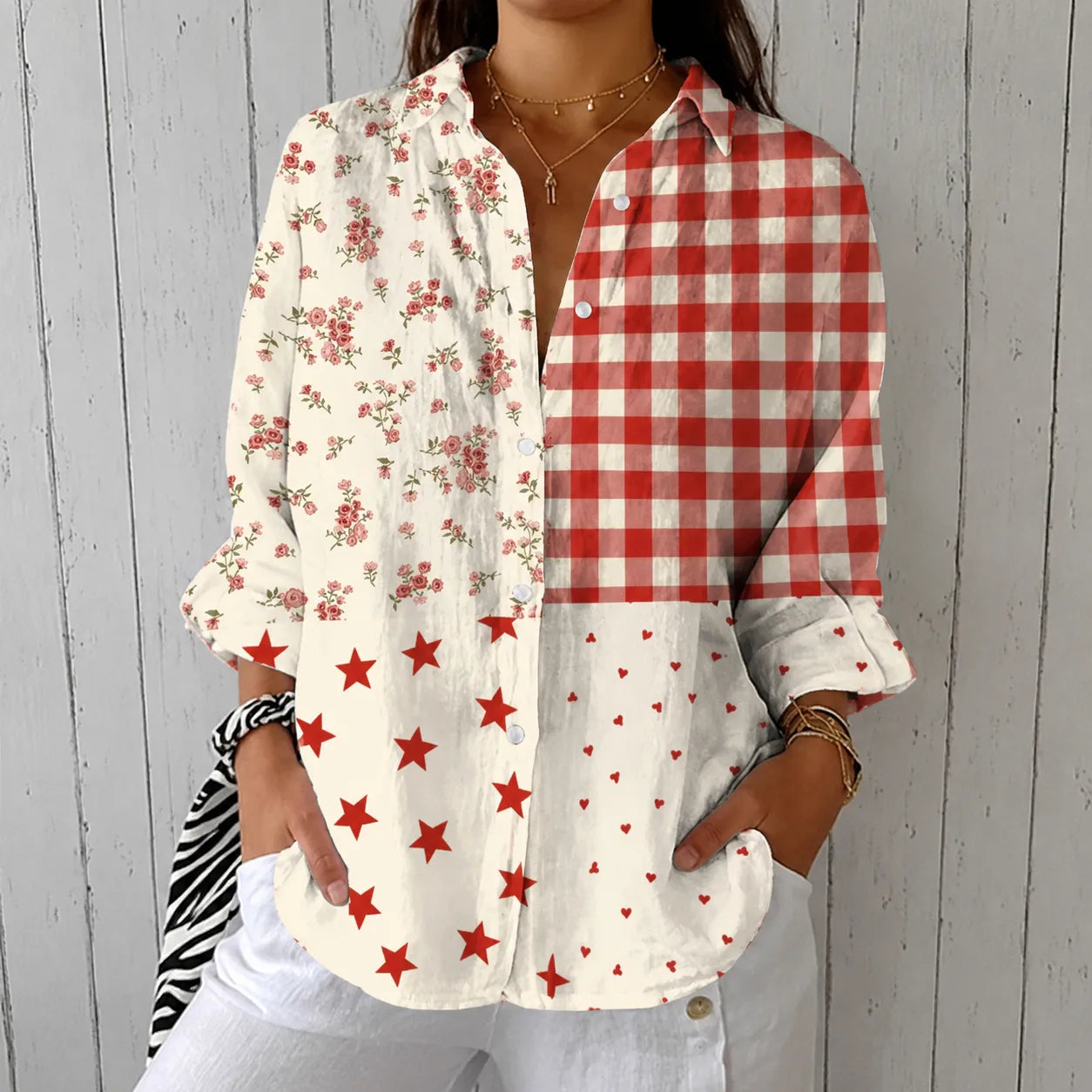 Rosemary | Blouse patchwork classique