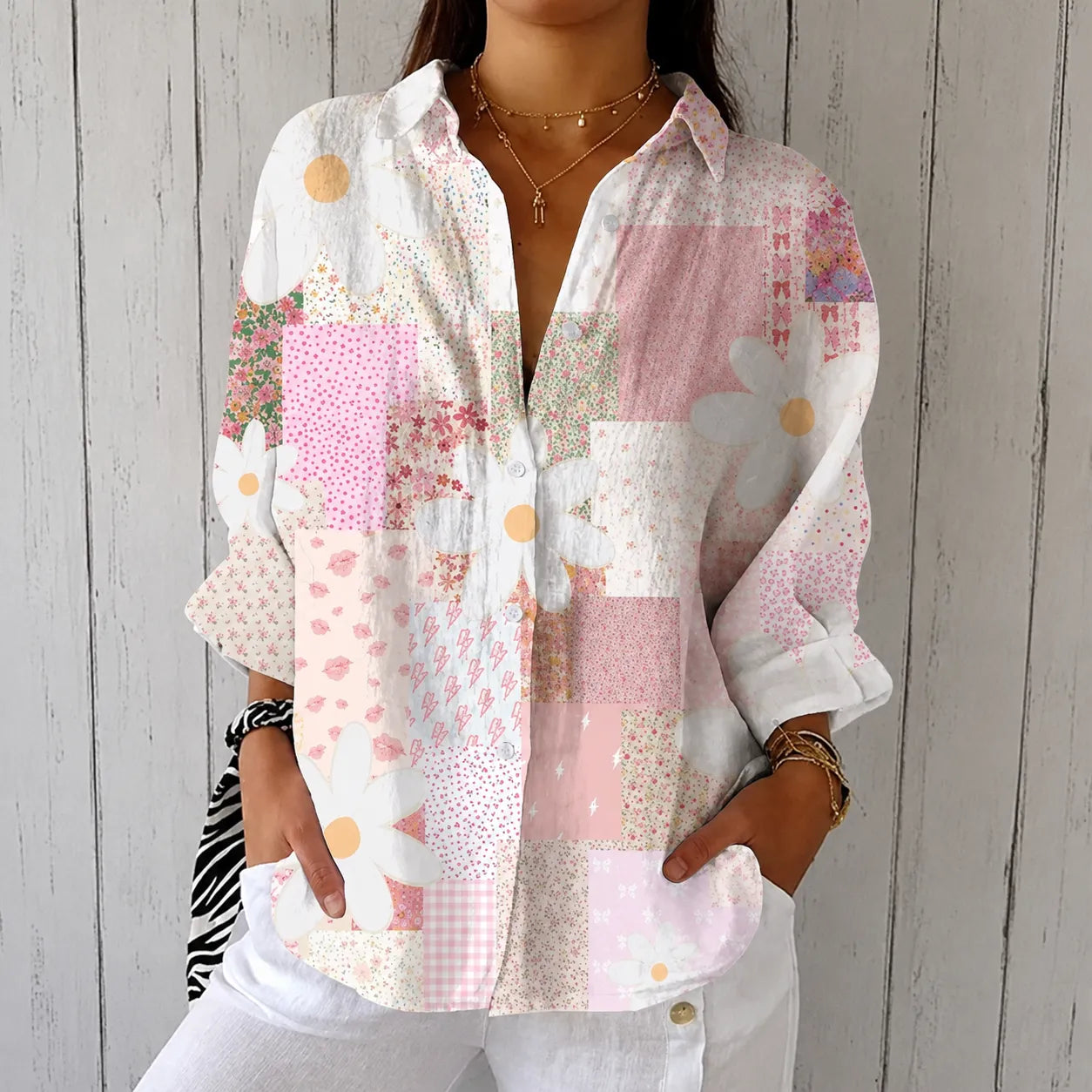 Judith | Blouse patchwork pastel