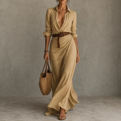 Amelia | Robe longue à col tailleur