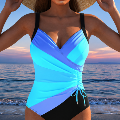Mercedes™ | Maillot de bain de luxe à décolleté croisé et imprimé multicolore
