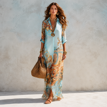 Lorna | Robe chemise méditerranéenne