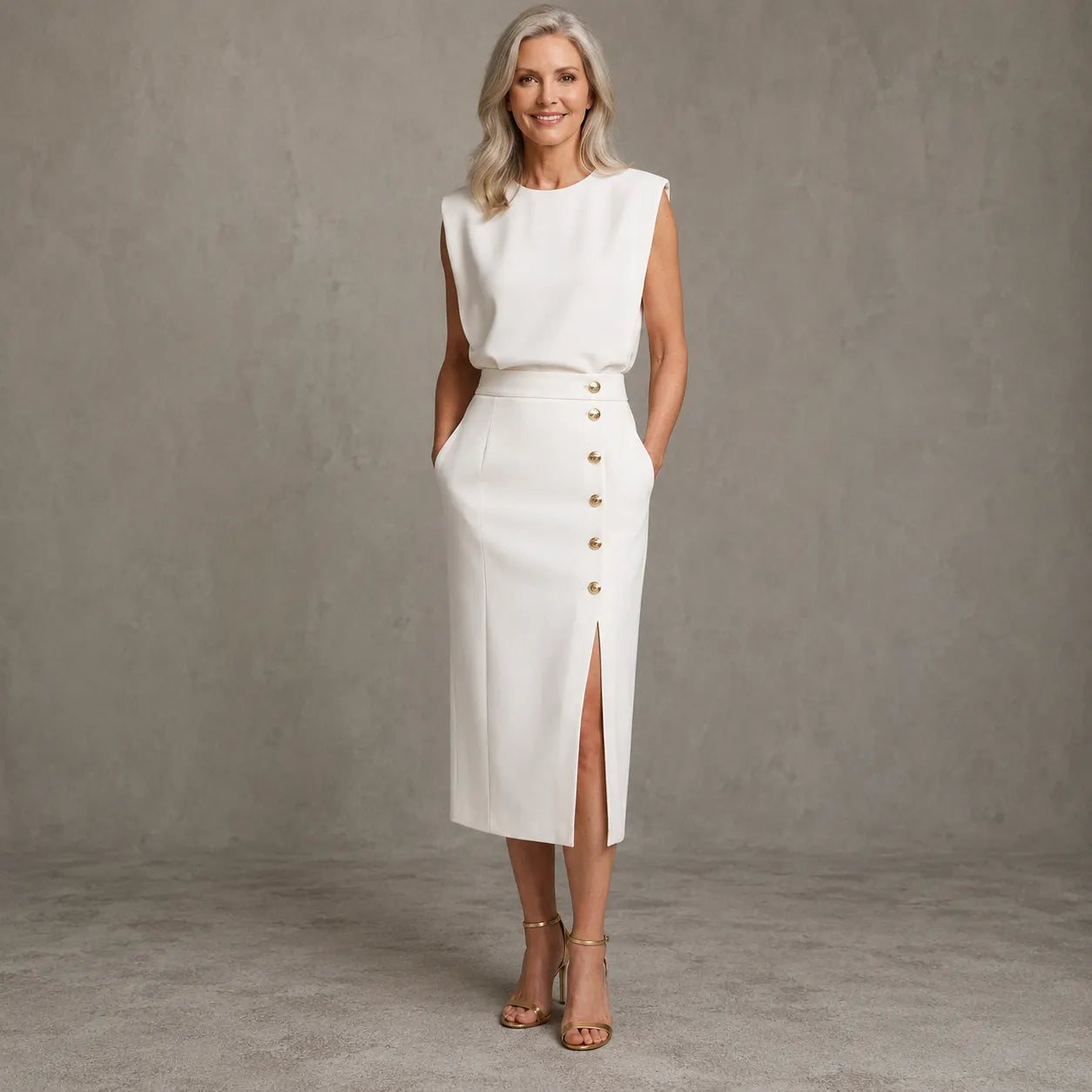Anouk | Robe midi asymétrique à manches courtes