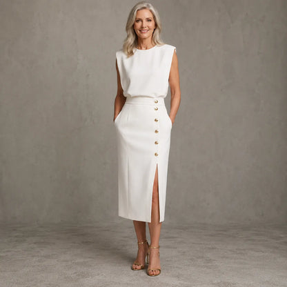 Anouk | Robe midi asymétrique à manches courtes