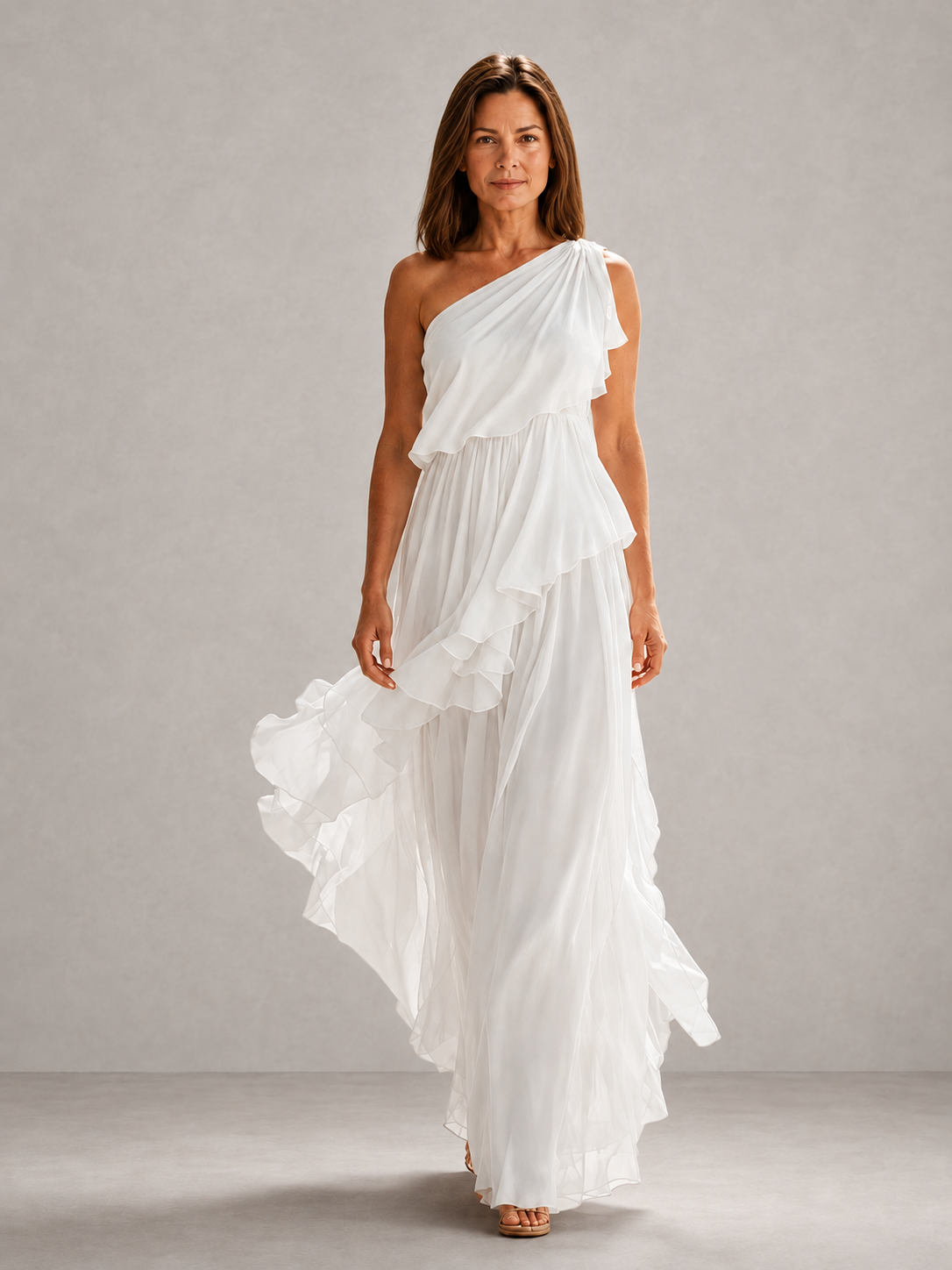 Scarlett | Robe longue à volants et une épaule