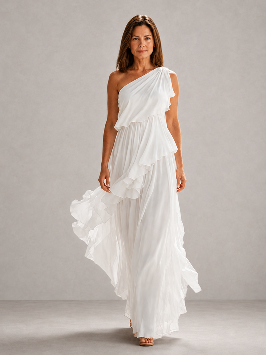 Scarlett | Robe longue à volants et une épaule