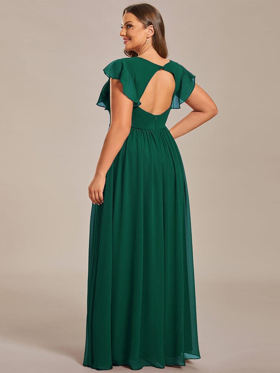 LILYANA™ | Robe de demoiselle d'honneur en mousseline à manches plissées et dos fendu