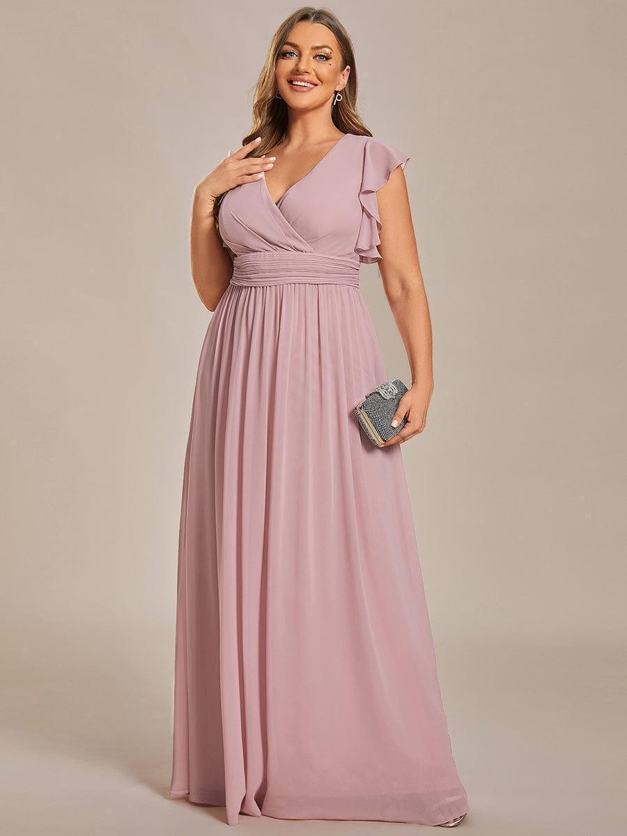 LILYANA™ | Robe de demoiselle d'honneur en mousseline à manches plissées et dos fendu