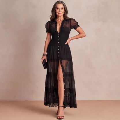 Sophia | Robe longue en dentelle transparente