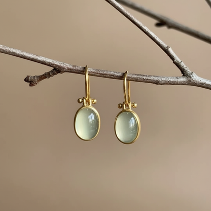 Boucles d'oreilles vintage en pierre de lune verte