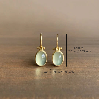 Boucles d'oreilles vintage en pierre de lune verte