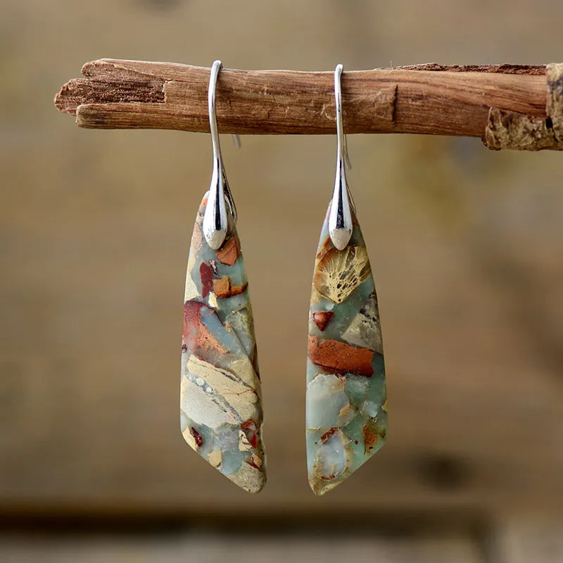 Breloque - Boucles d'oreilles vintage en pierre naturelle