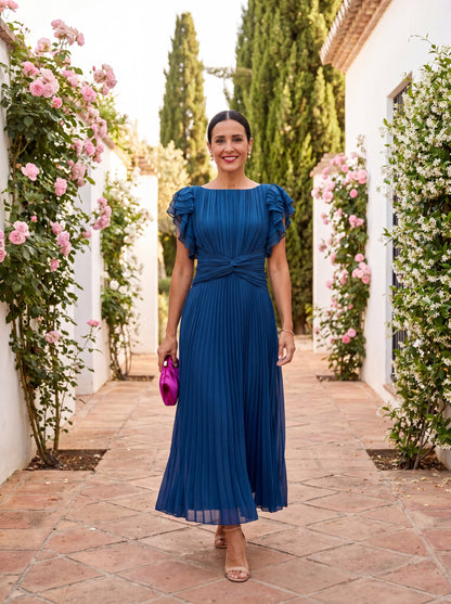 Seraphina | Élégante robe longue plissée avec taille nouée