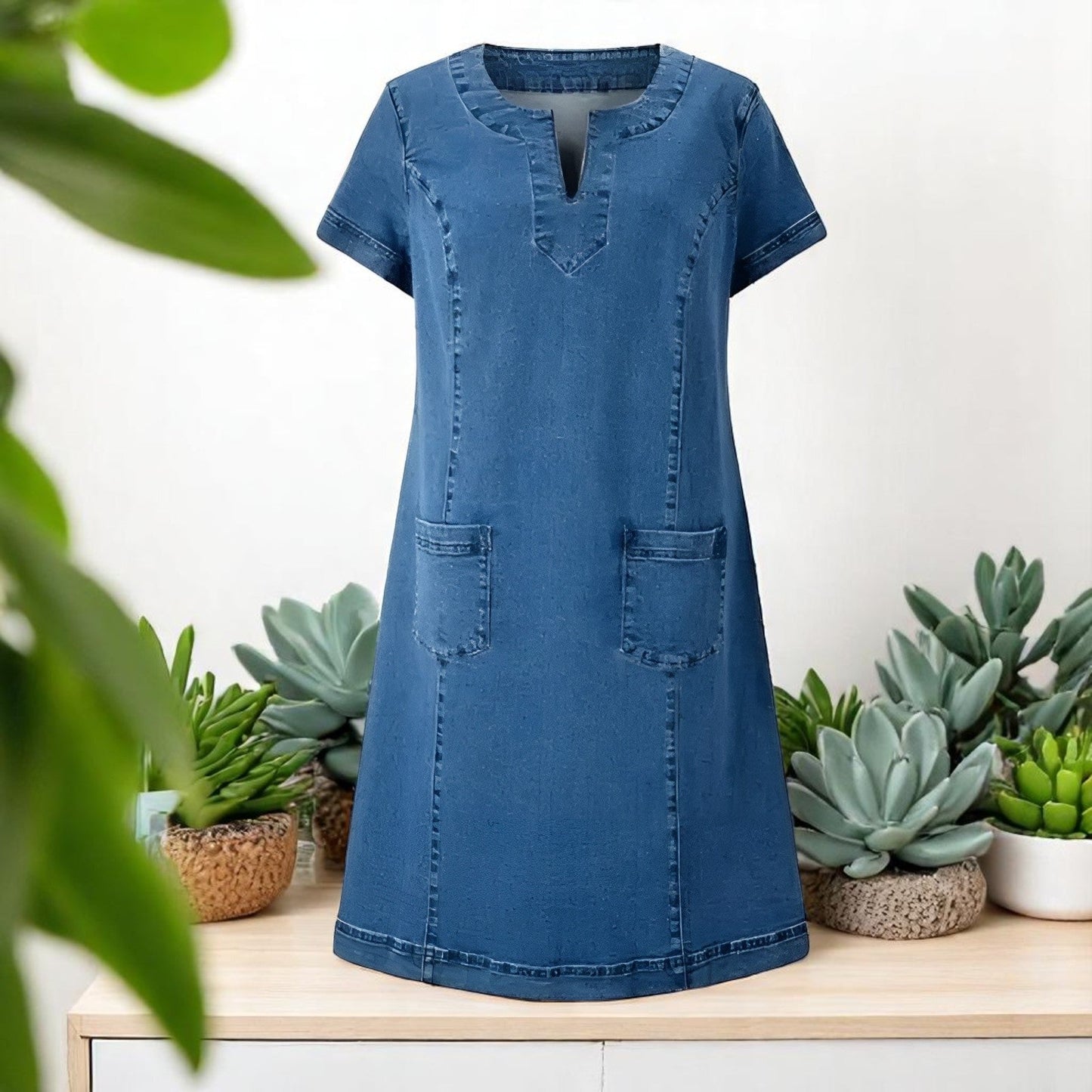 Julia | Robe en jean souple à poches avant
