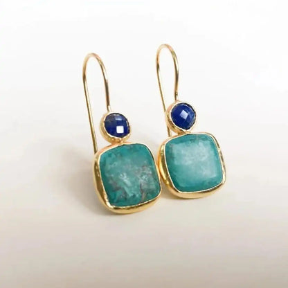 Clarissa™ – Boucles d'oreilles rétro or et turquoise