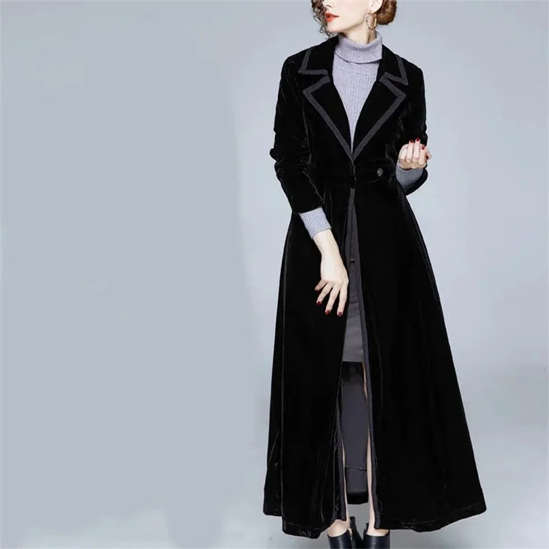 Seraphina | Manteau long en velours - Noir - Long