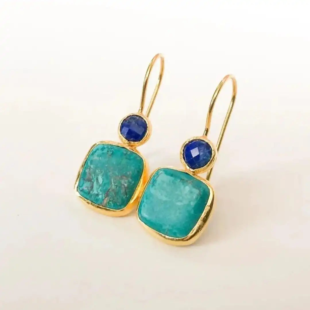 Clarissa™ – Boucles d'oreilles rétro or et turquoise