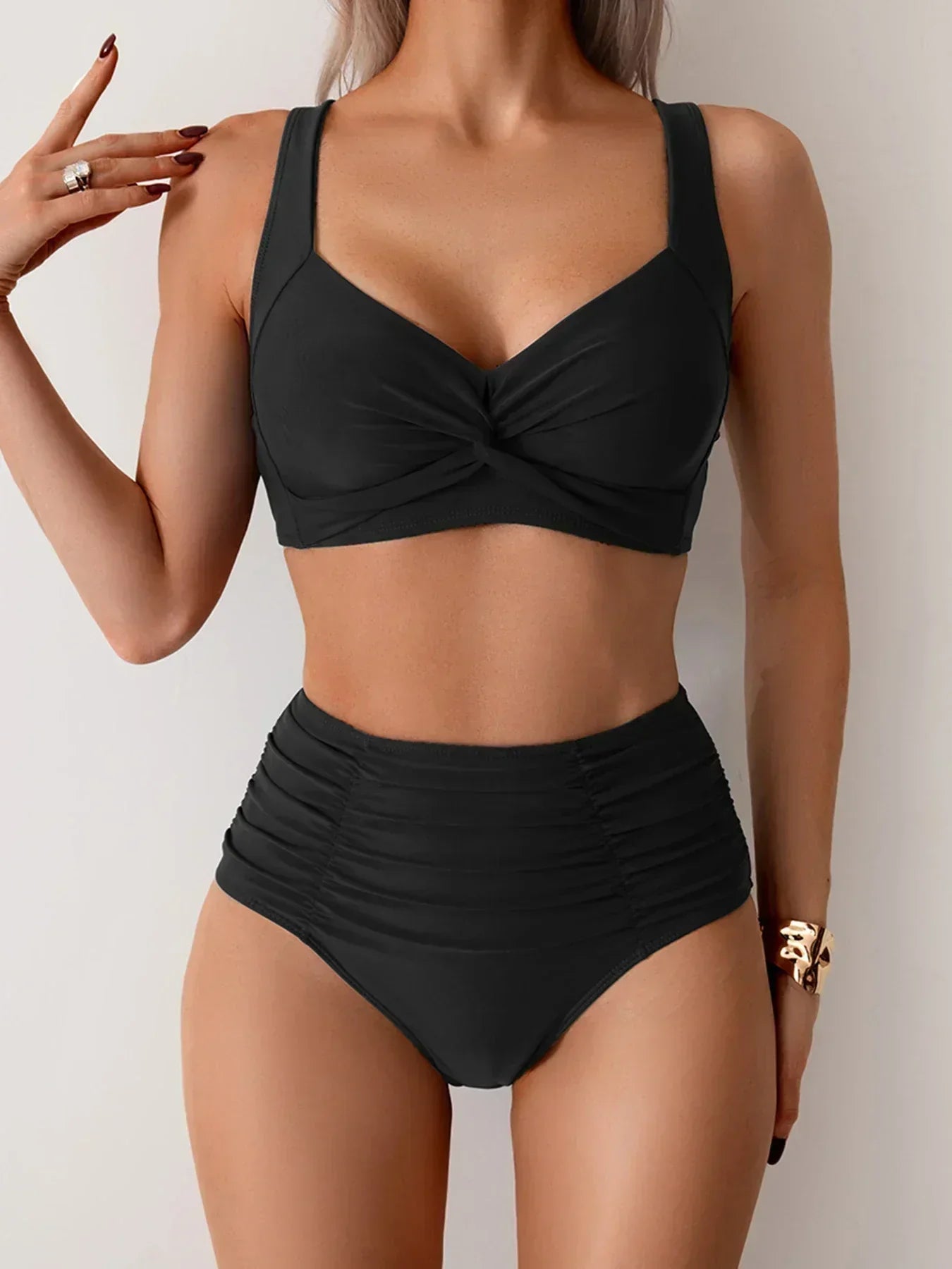Nicoletta | Haut de maillot de bain bandeau avec tissu ruché