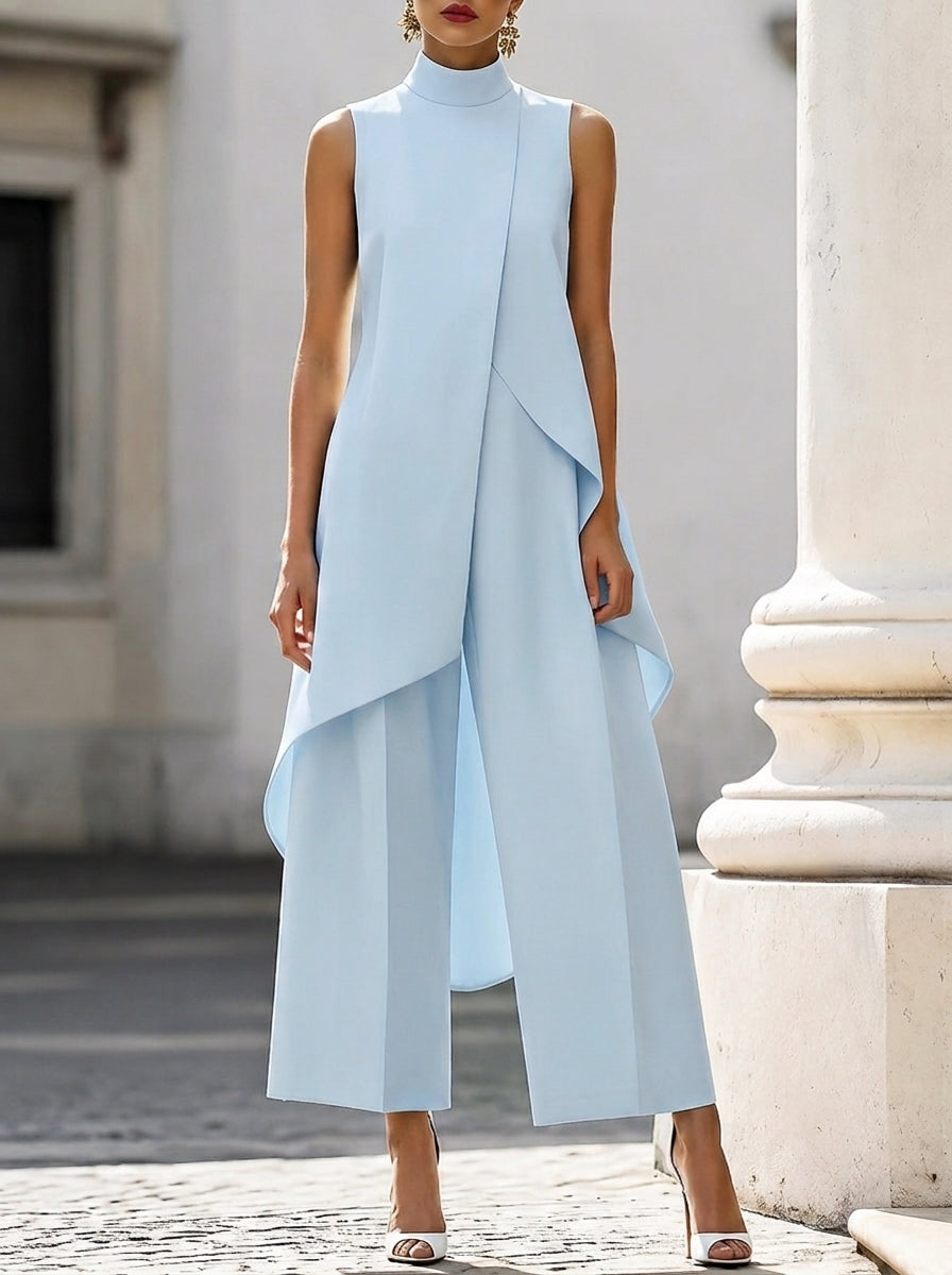 Martina | Ensemble élégant col montant et pantalon large