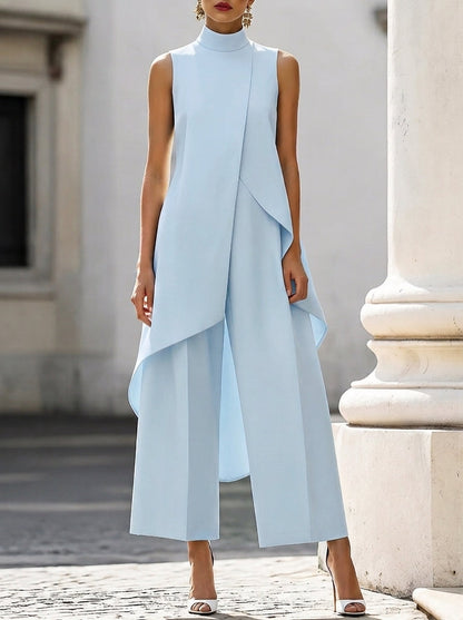 Martina | Ensemble élégant col montant et pantalon large