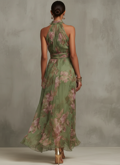 Livia | Robe longue fleurie élégante à col montant