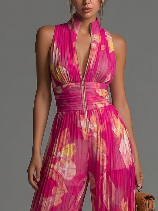 Zsófia | Combinaison plissée en mousseline rose fuchsia