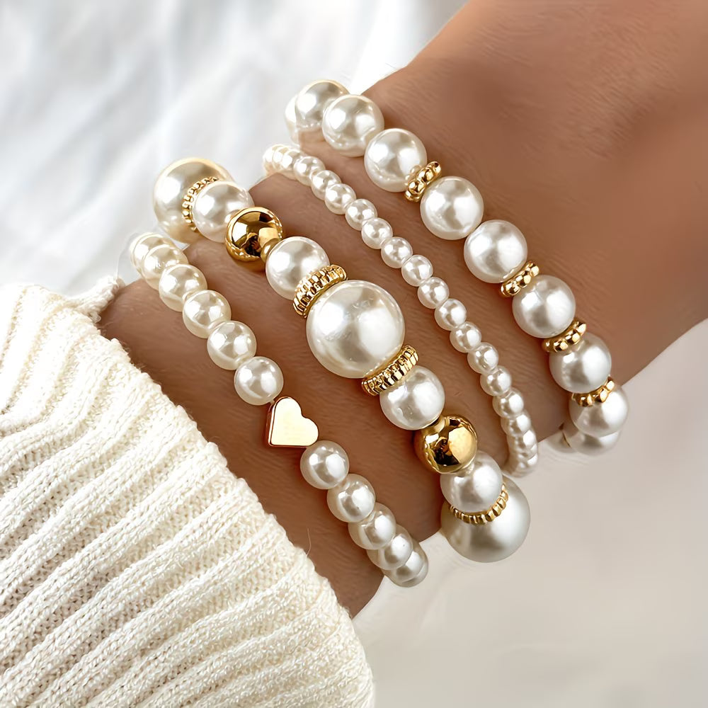 Ensemble de 4 bracelets à perles à superposer