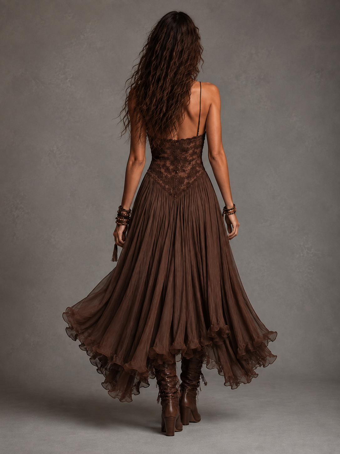 Olivia | Robe longue bustier en dentelle