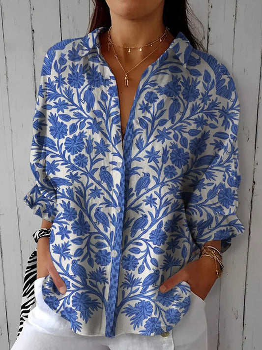 Vivienne | Blouse fleurie bleue