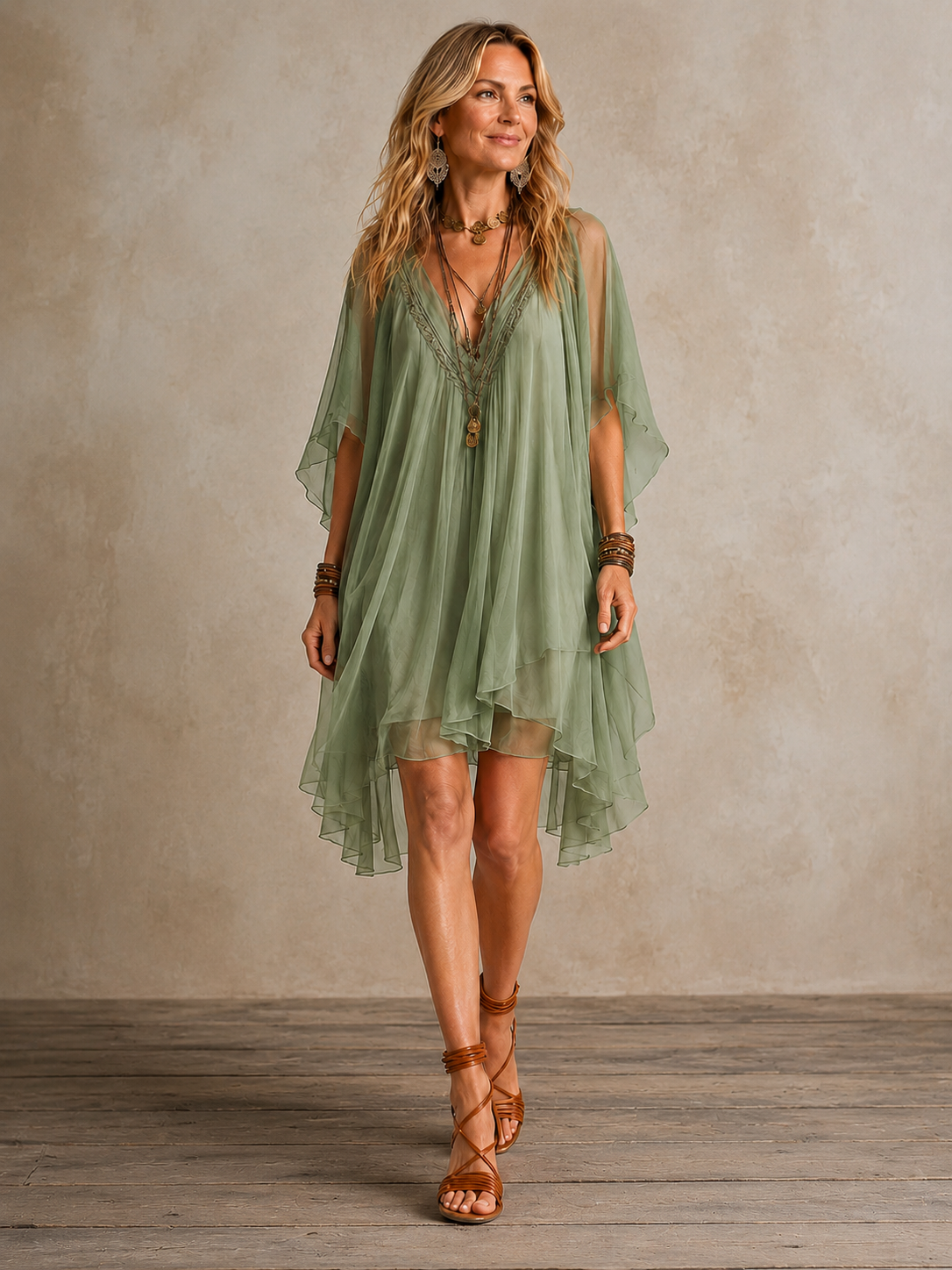 Ella | Robe courte bohème à volants étagés