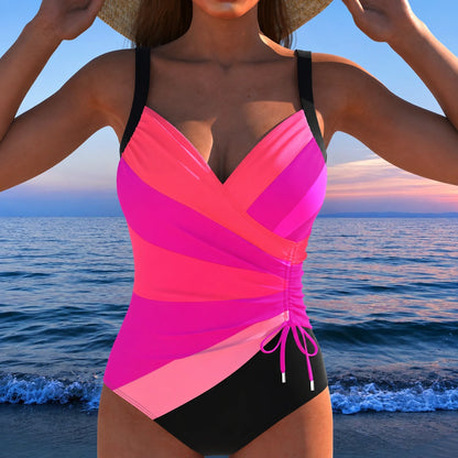 Mercedes™ | Maillot de bain de luxe à décolleté croisé et imprimé multicolore