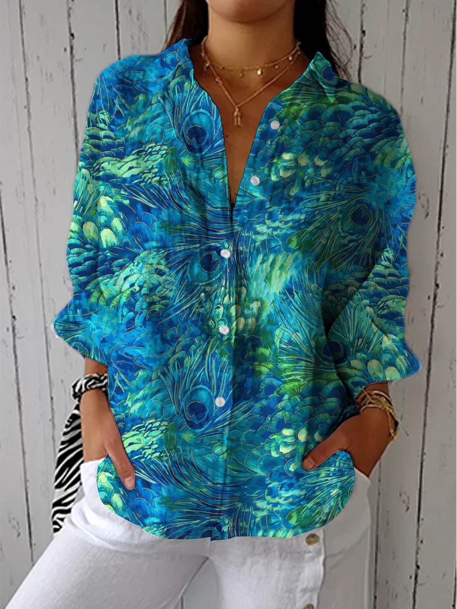 Patricia | Blouse imprimé nature bleu