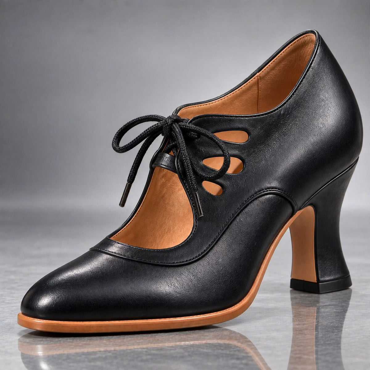 Audrey | Escarpins à lacets - Noir
