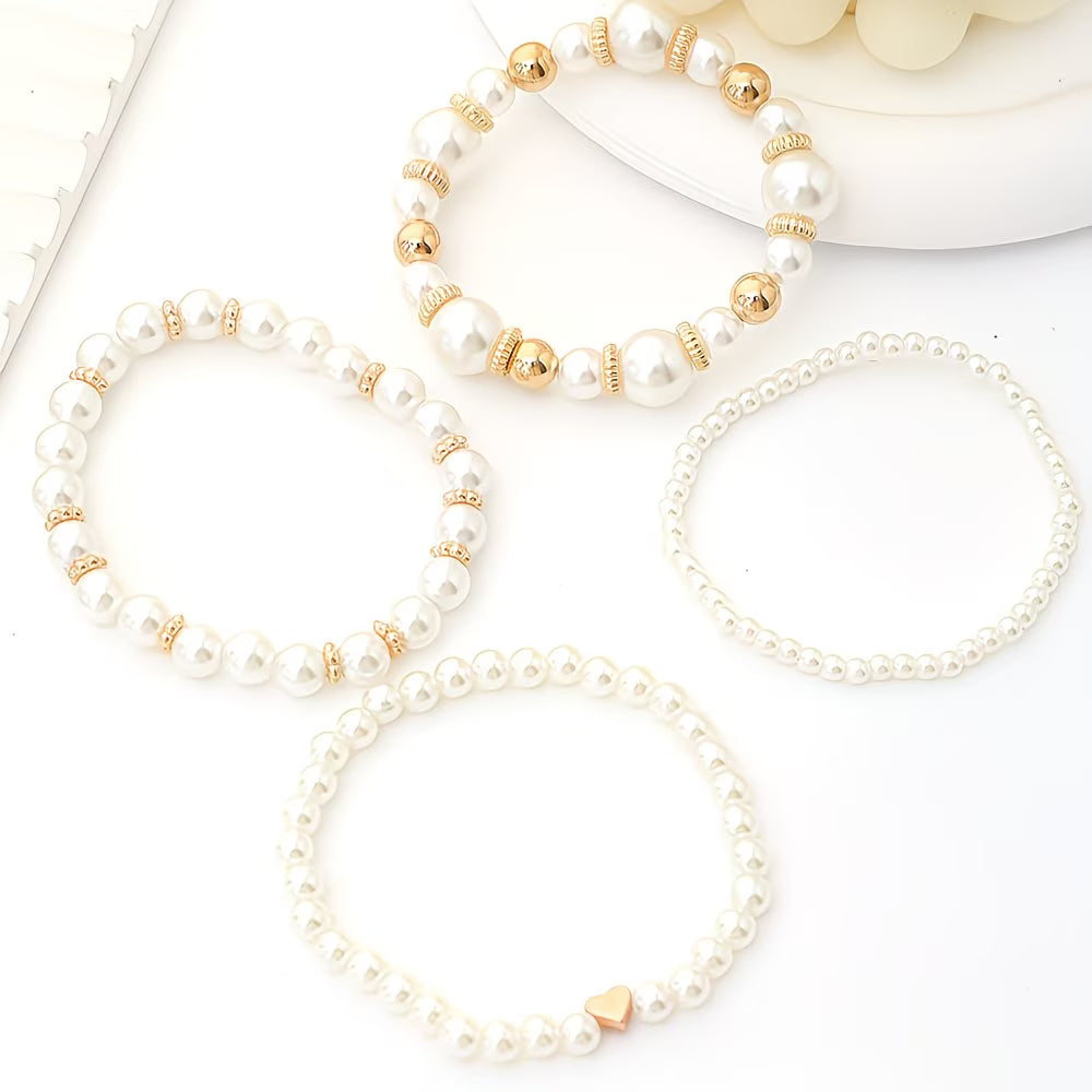 Ensemble de 4 bracelets à perles à superposer