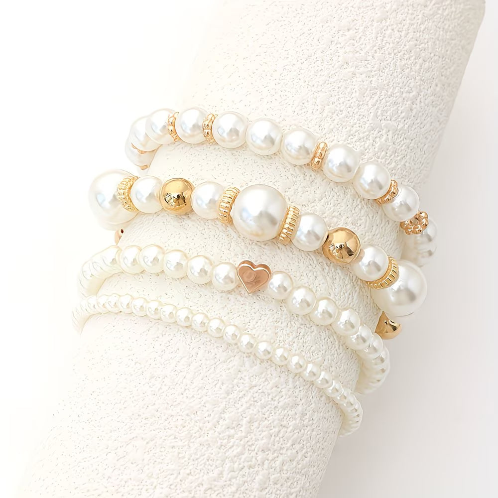 Ensemble de 4 bracelets à perles à superposer