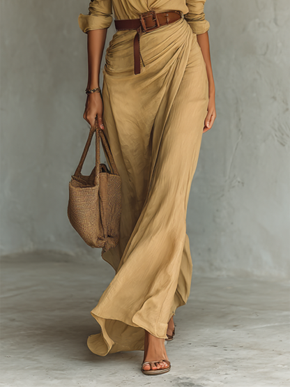 Amelia | Robe longue à col tailleur