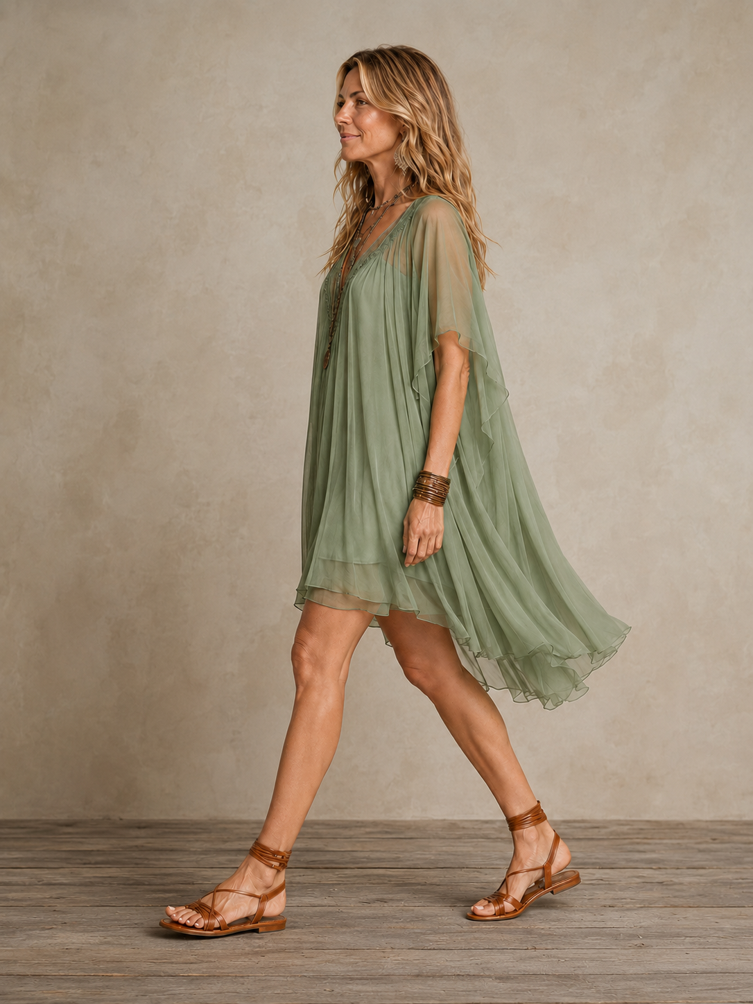 Ella | Robe courte bohème à volants étagés