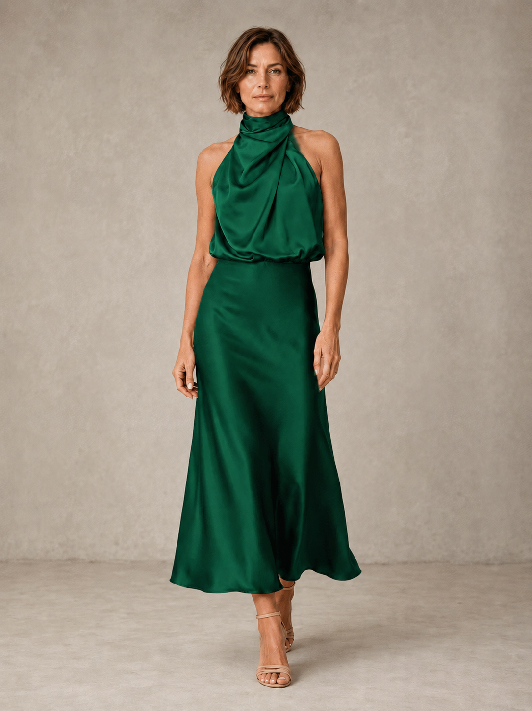 Harper | Robe longue du soir en satin dos-nu
