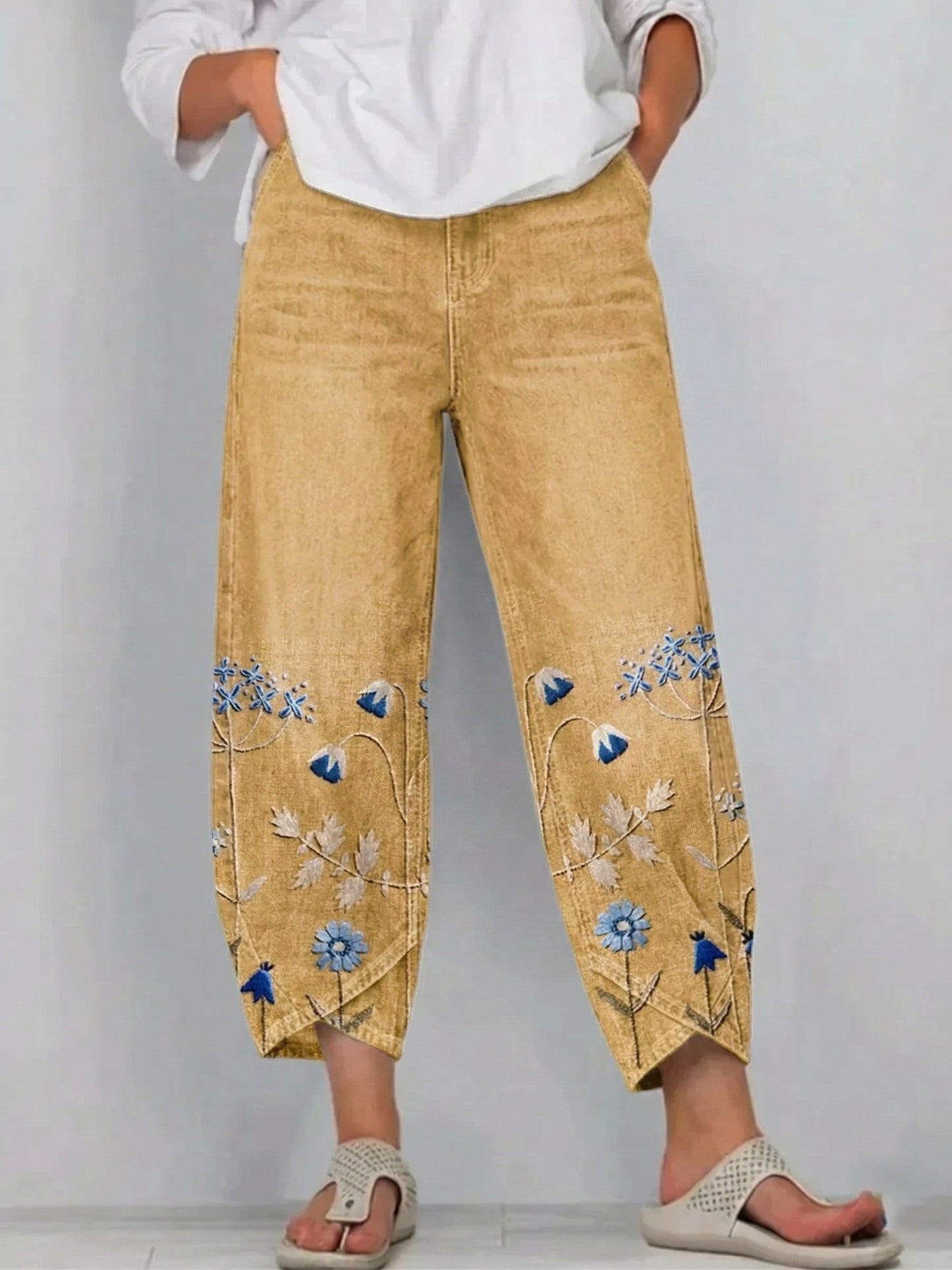 Aven | Pantalons brodés décontractés chic