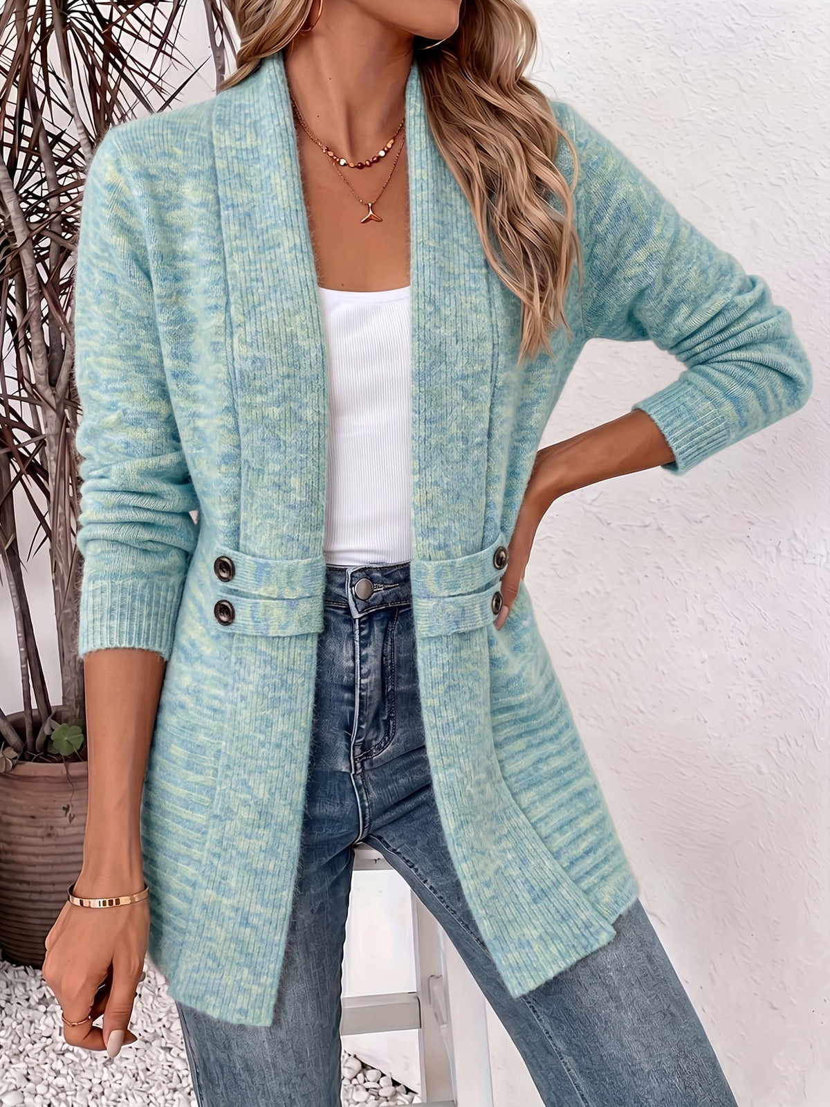 Elena | Manteau élégant à ceinture et double boutonnage - Bleu