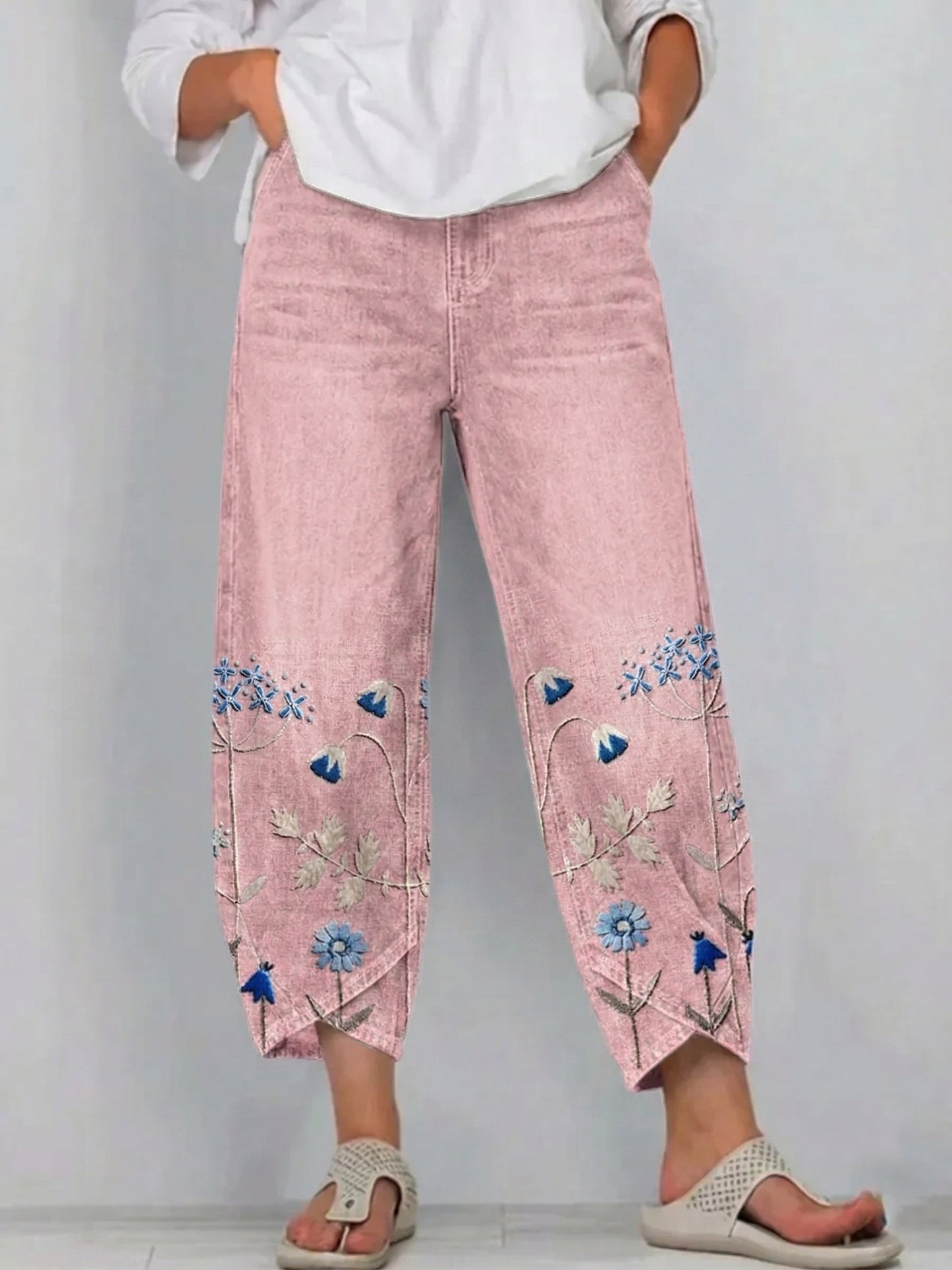 Aven | Pantalons brodés décontractés chic